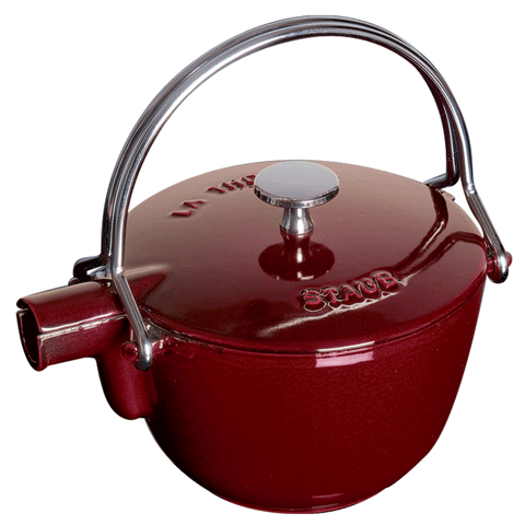 Cast Iron - 1-qt Round Tea Kettle - Grenadine