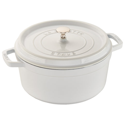Cast Iron - 5.5-qt Round Cocotte - White