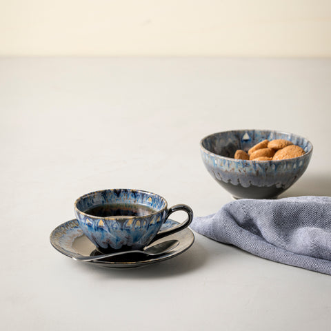 Taormina  Tea cup and saucer - 0.20 L | 7 oz. - Midnight black