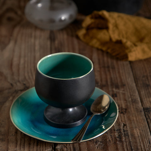 Riviera  Footed bowl - 12 cm | 5'' - Azur