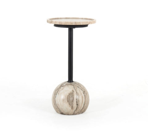 Viola Accent Table-Antique White Marble